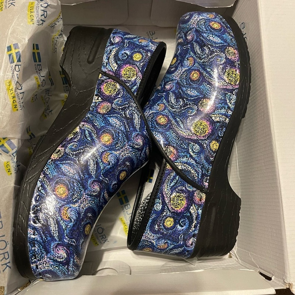 Bjork PROFESSIONAL Starry Leather Clogs Size 44 NEW - Picture 2 of 12
